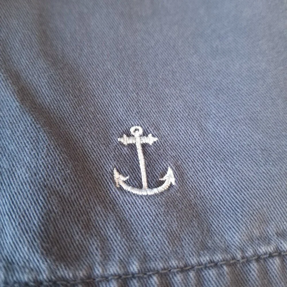 J. Crew Mens 30W Gramercy Chino‎ Gray Anchor Embroidered Shorts Nautical Preppy